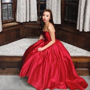 SATIN HIGH LOW PROM DRESS